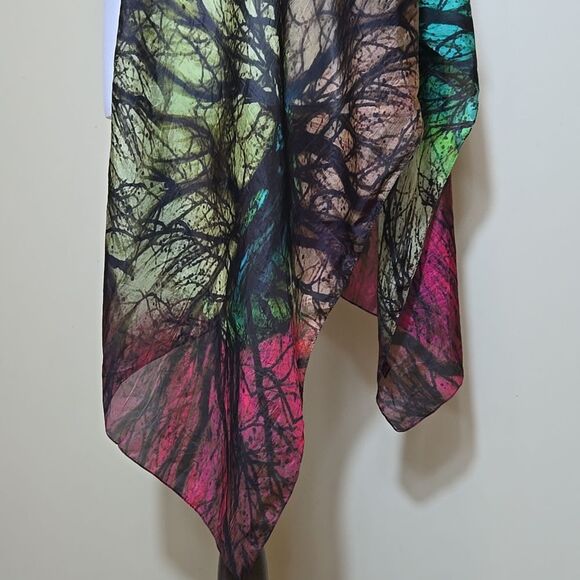 Asian Eye 100% Silk Scarf Artisan Wearable Art To Wear Tree Of Life Festival - Picture 5 of 10